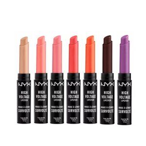 Lot of 7 Nyx High Voltage Lipsticks, Dahlia, Flawless, Beam, Free Spirit & more